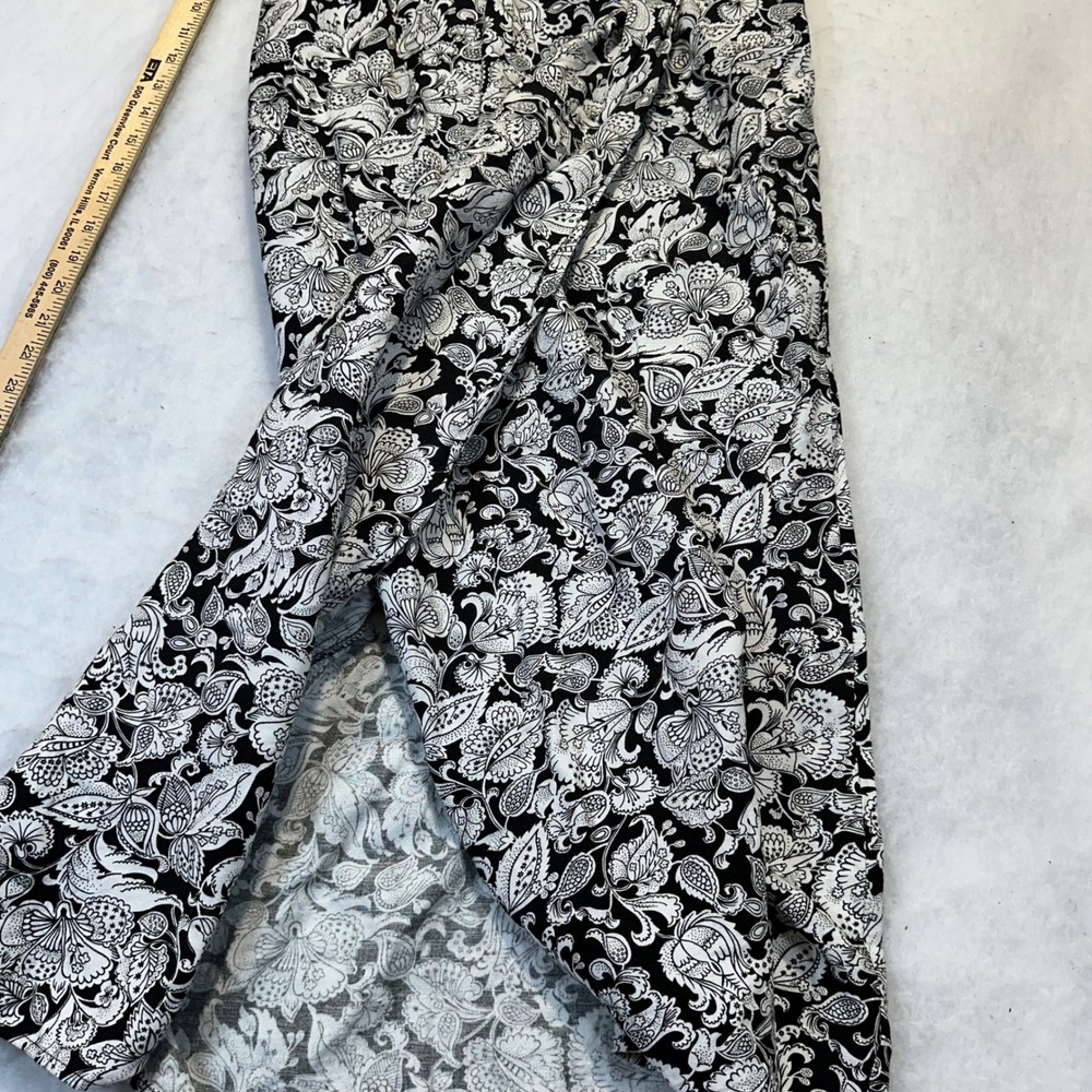 Talbots Maxi Skirt Women 8 Black White Floral Paisley Linen Blend Boho Coastal - Picture 4 of 10